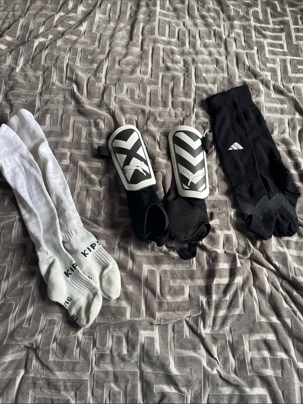 Puma Black and White  Shin Guard Set + two pairs of soccer socks